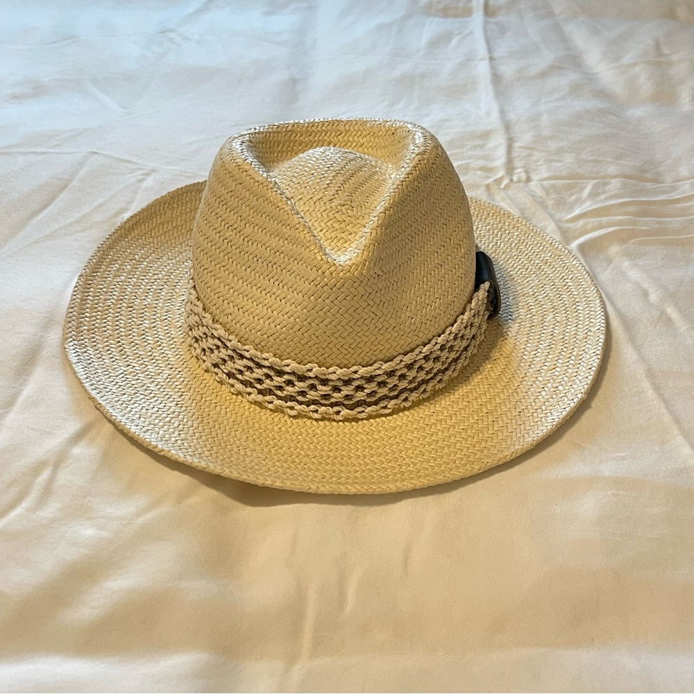 Rag & bone Packable Net Band Straw Fedora Hat Size Medium - Picture 9 of 9